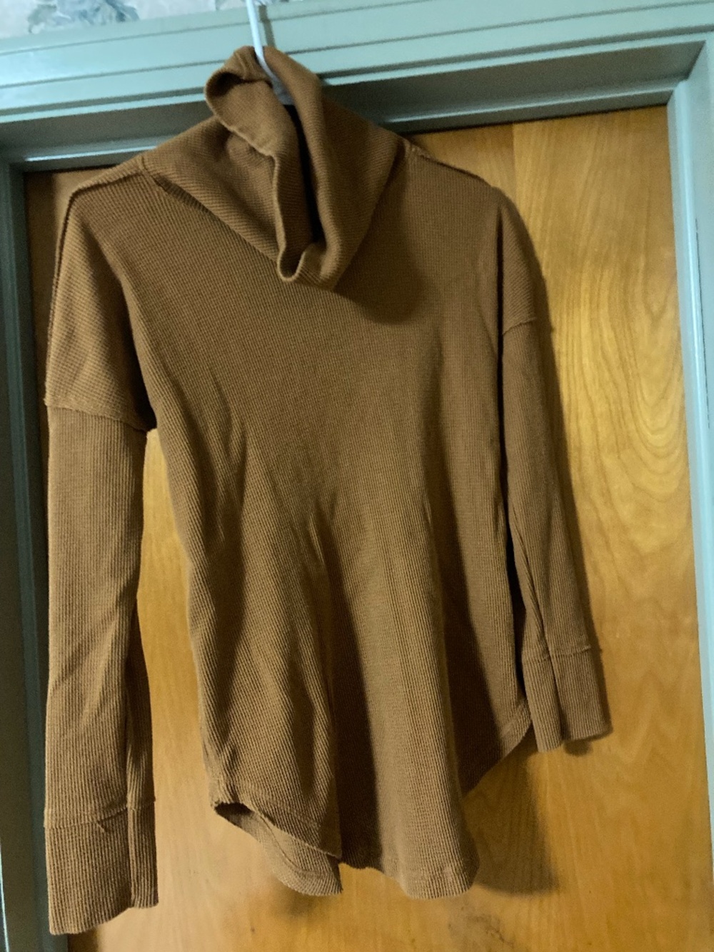 Anthropologie Maeve Ainsley Cowl Neck Thermal Mustard Yellow Top Shirt Size XS